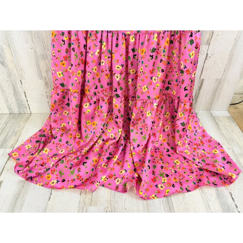 Ann Mashburn Sz S Isla Maxi Dress Pink Floral Charmeuse EUC - Picture 14 of 16